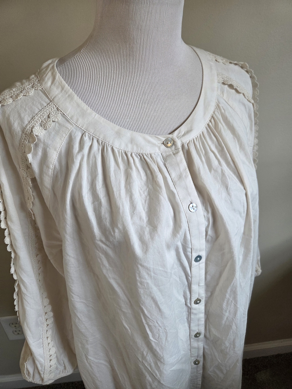J. Jill Cream Button-Front Peasant Blouse - Picture 13 of 13